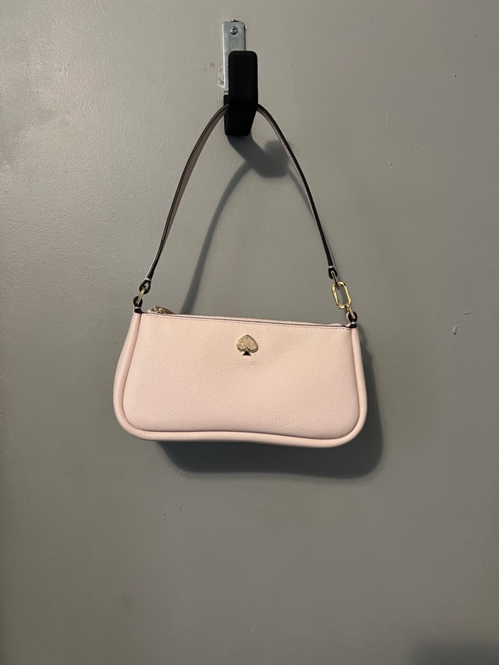 Kate Spade Pale Pink Pebbled Leather Mini Shoulder Bag with Gold Accent